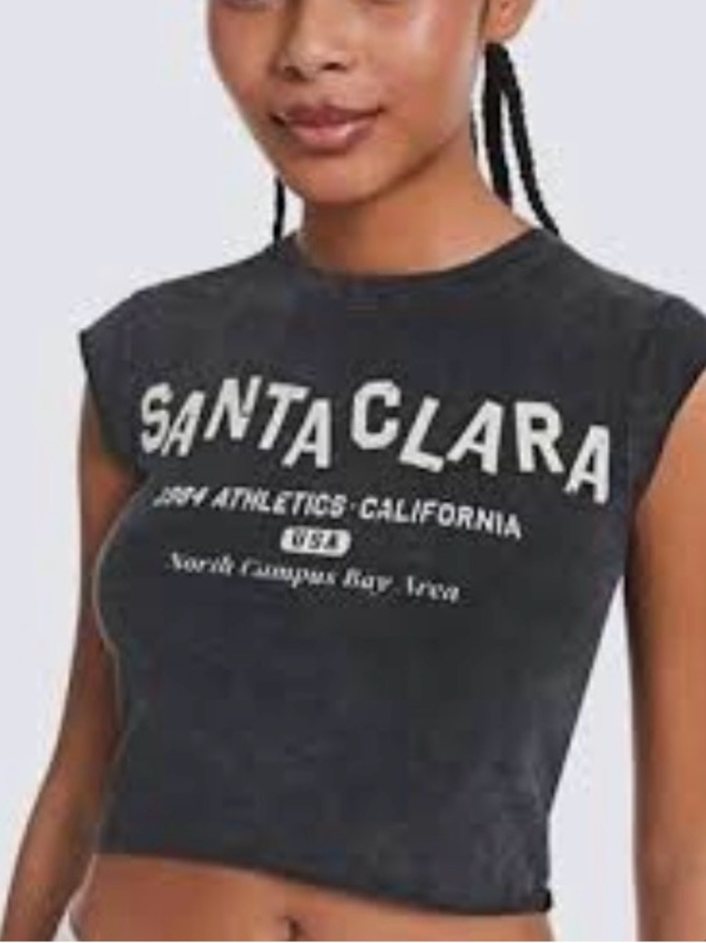 Bershka Dark charcoal Gray Santa Clara Crop Top small